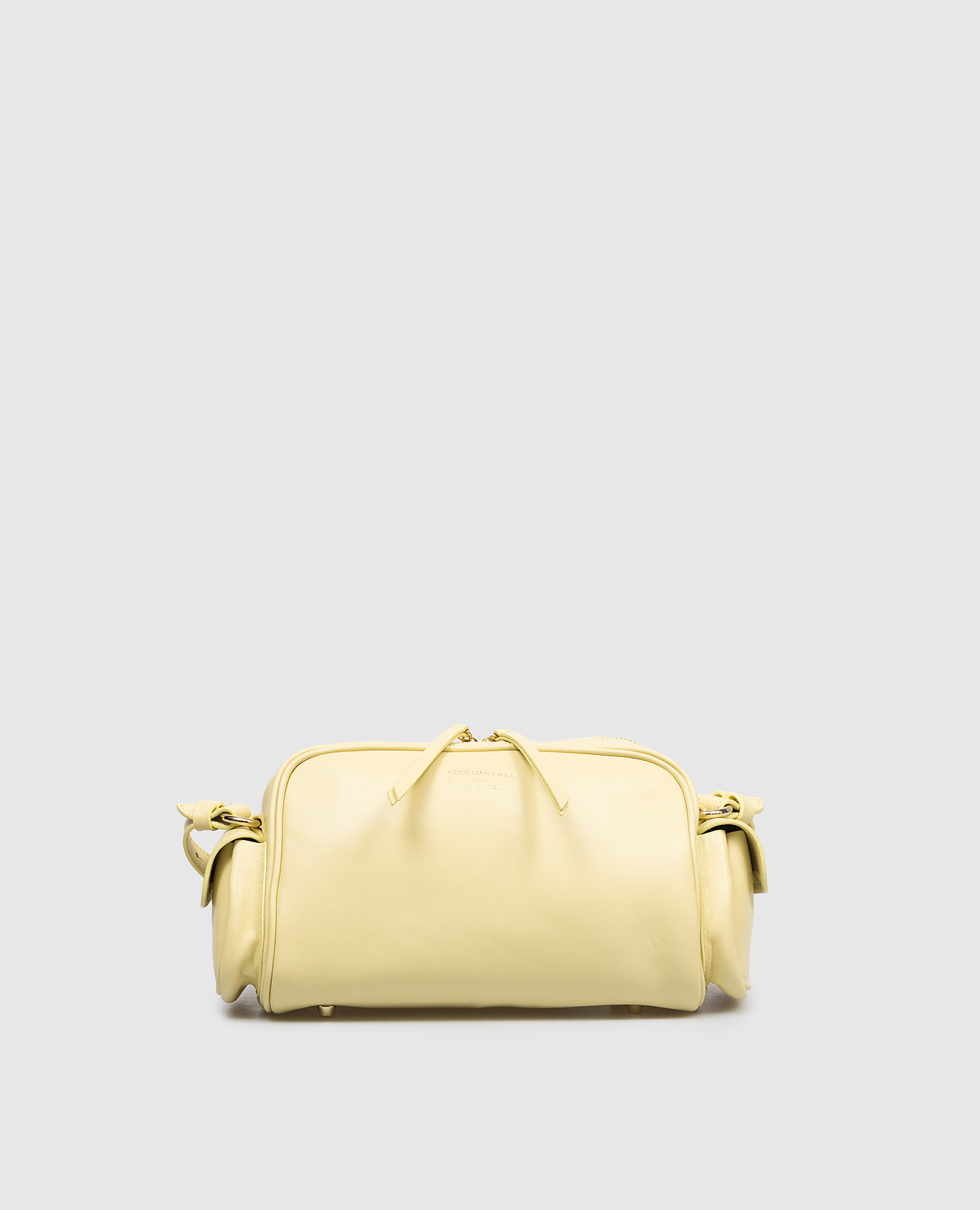 

Yellow leather bag with logo print Christian Villa