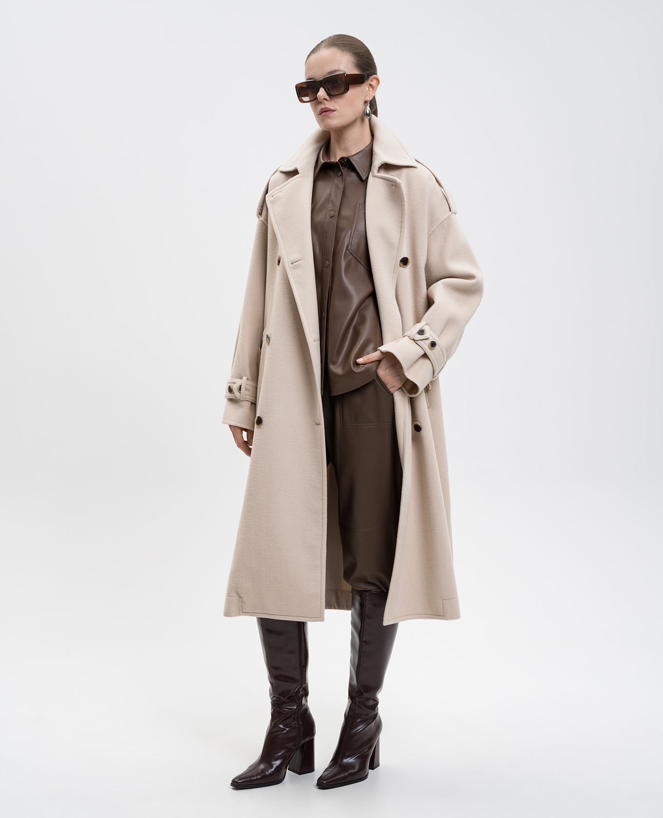 

Beige double-breasted coat GITANE made of wool Max & Co