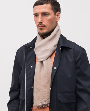 Brunello Cucinelli Beige silk and linen scarf MSC682OR