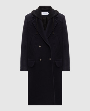 Off-White Blue double-breasted coat with wool 44MER09UF26F001