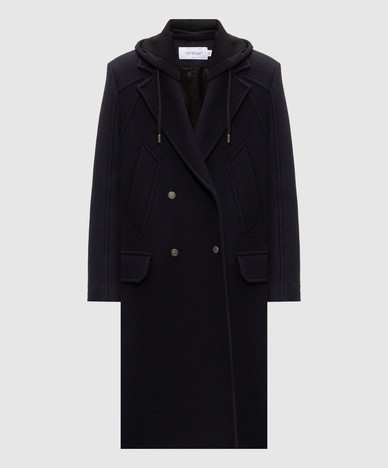 Blue double-breasted coat with wool