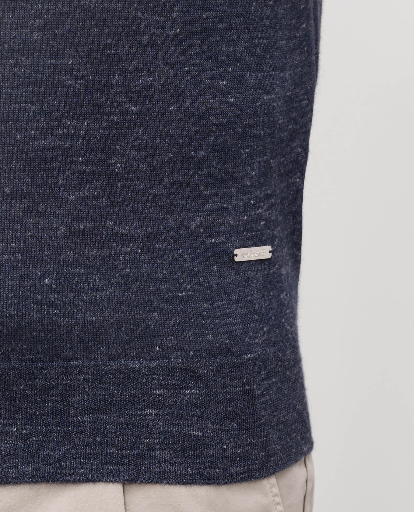 Blue cashmere, silk and hemp t-shirt Enrico Mandelli 5