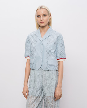 Fendi Blue jacket with geometric perforation FJ7718AWA0