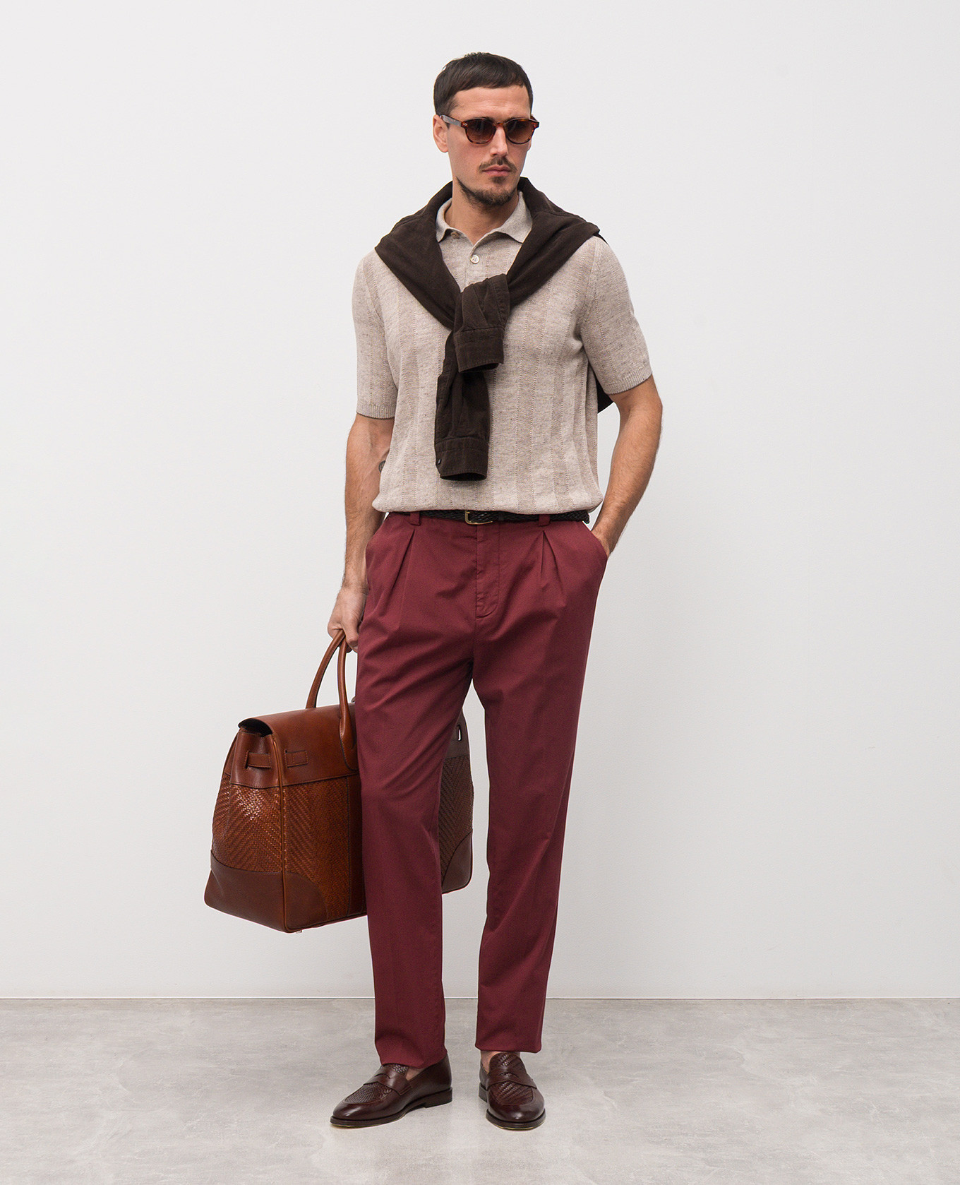 

Beige polo with linen Brunello Cucinelli