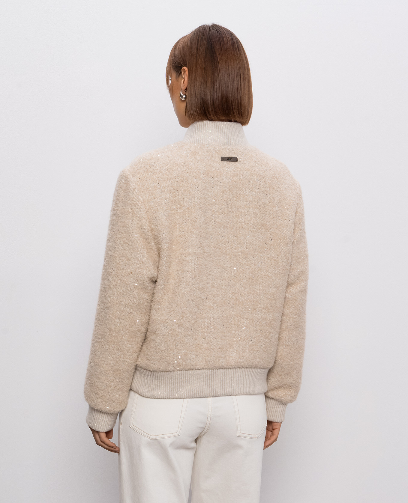 

Beige wool bomber jacket with sequins Peserico