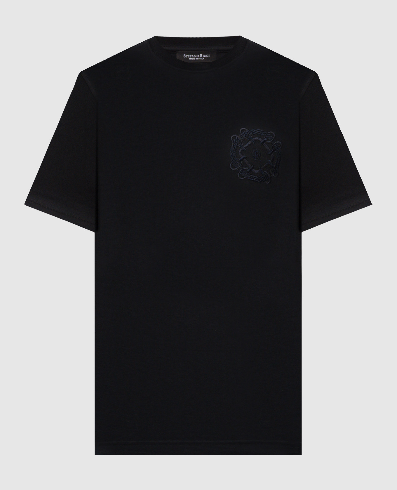 Black T-shirt with monogram embroidery