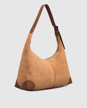 Brunello Cucinelli Brown suede bag with embossed logo MBDMBU442P