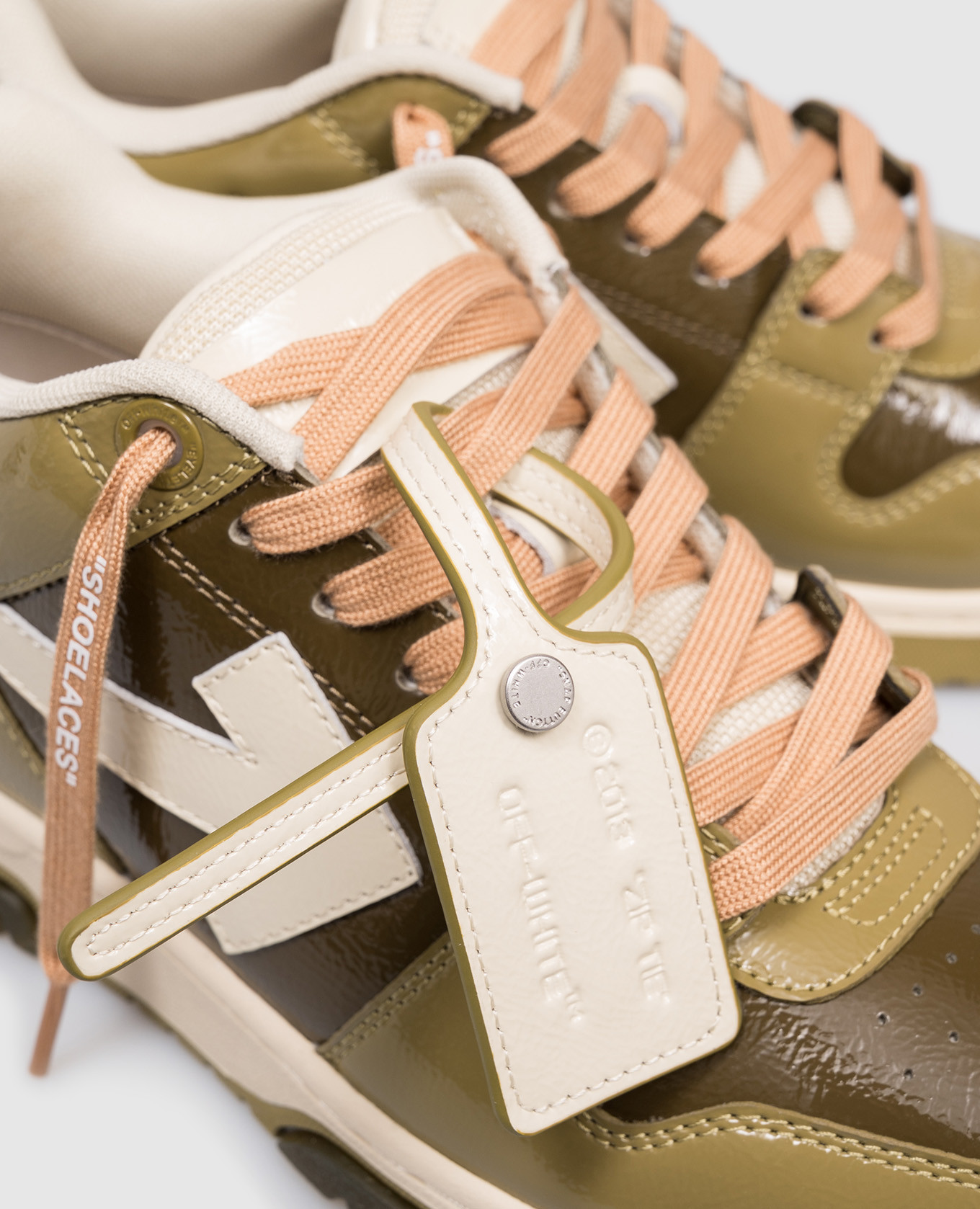 

Out Of Office Khaki Patent Leather Sneakers Off-White