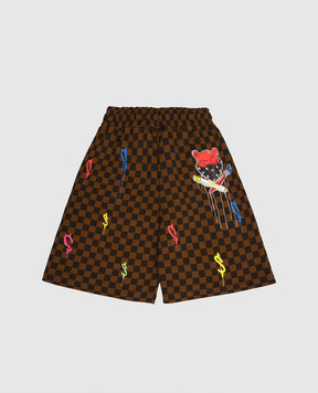 Sprayground Diablo Bear Head Kids Brown Shorts SPY1047