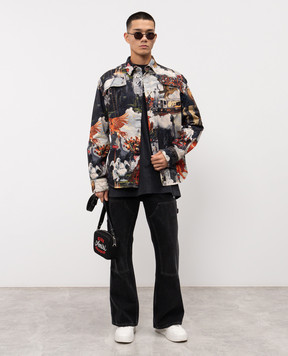 Off-White Black jeans with logo patch OMYA191F25DEN001