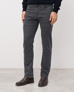 Canali Grey slim jeans with logo patch PD0001891719