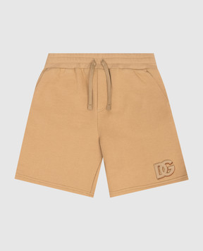 Dolce&Gabbana Children's brown shorts with monogram patch L4JQU6G7PRO812+