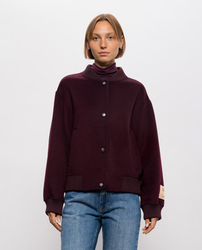 Solotre Burgundy wool and cashmere bomber jacket M1AC0012