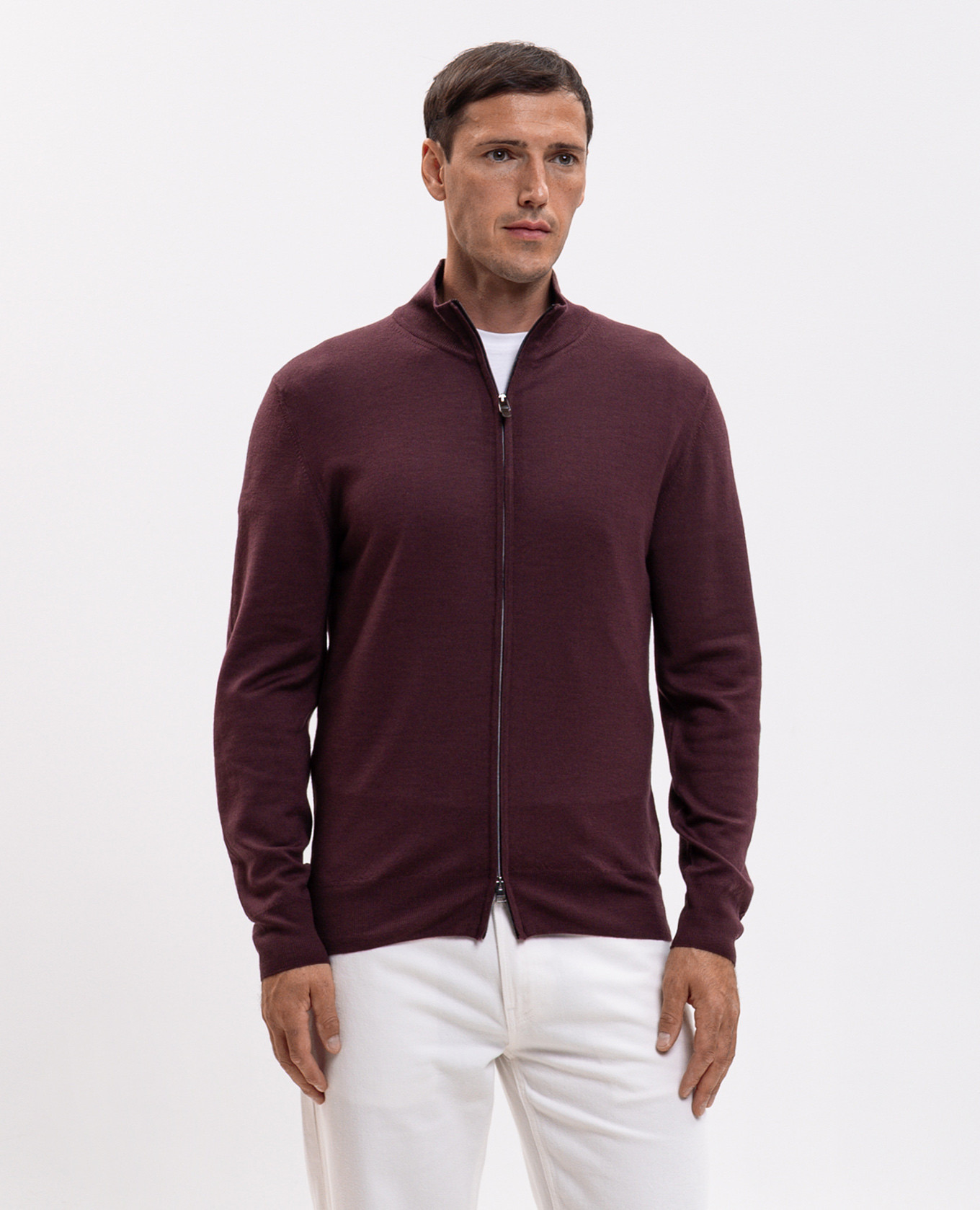 Burgundy wool cardigan Canali 3