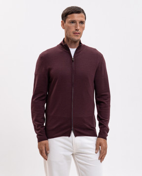 Canali Burgundy wool cardigan MK01149C0022