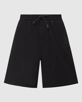 Juun.j Black shorts with logo embroidery JC6425P545