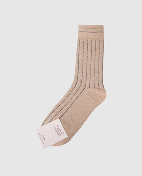 Peserico Beige socks with lurex S41075C0CC945