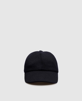 Enrico Mandelli Blue cashmere cap with mink fur CAP4184816