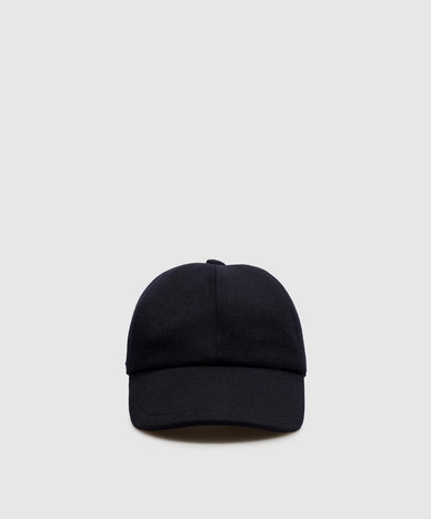 Blue cashmere cap with mink fur