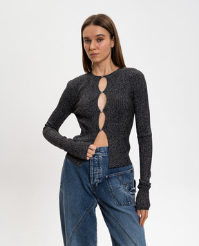 AMIRI Black ribbed cardigan with lurex AWTOKN1015