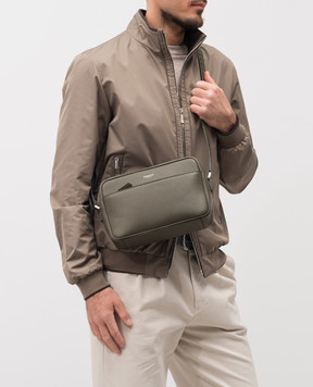 Serapian EAST WEST leather bag, khaki color SRCMOMML735925A042