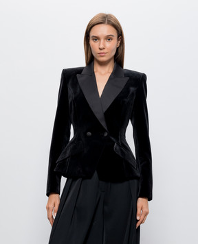 Nissa Black double-breasted velour jacket SS1383