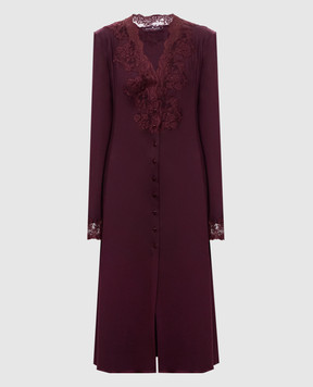 Ermanno Scervino Burgundy wool dress with lace D492Q335APYEM