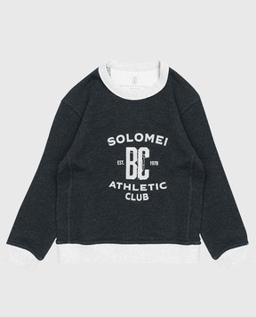 Brunello Cucinelli Children's blue sweatshirt with print BR831E502A