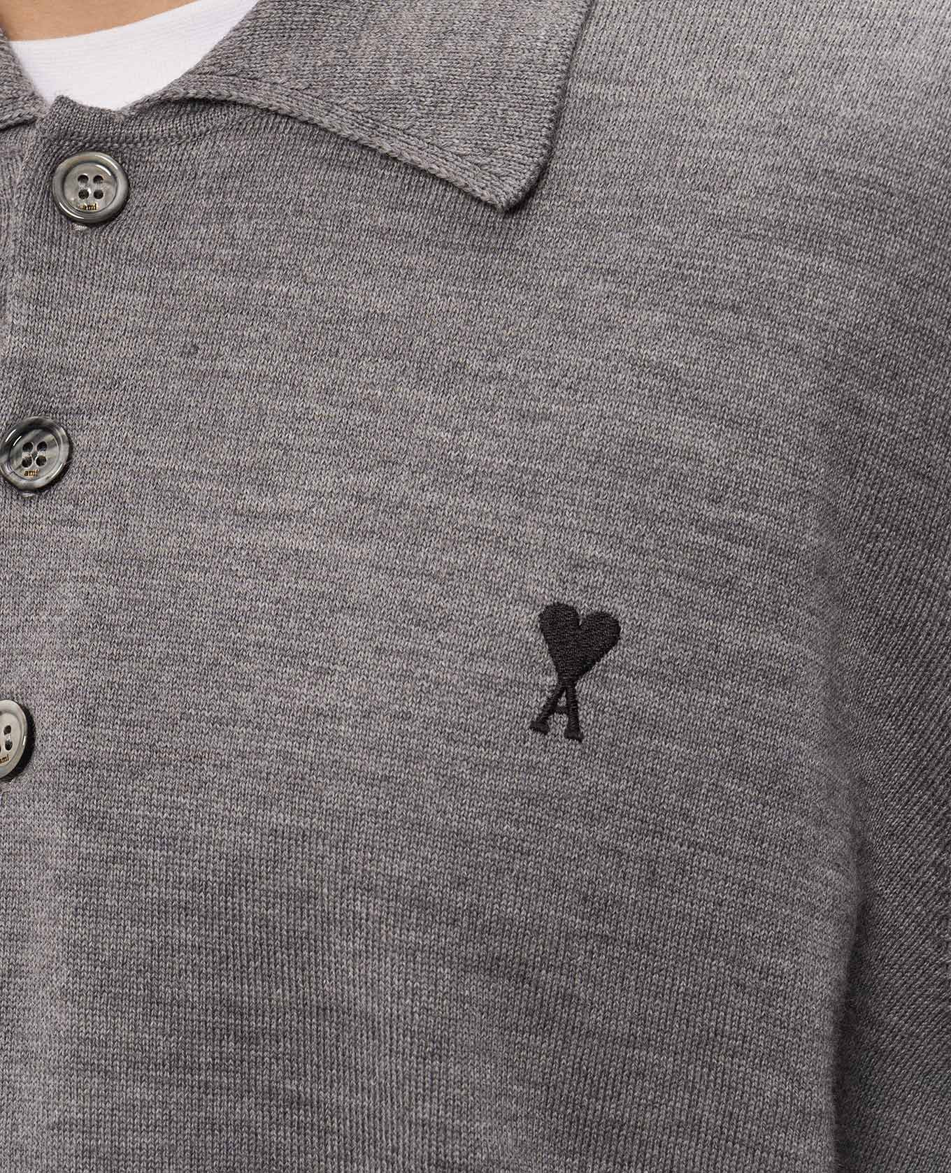 Gray wool polo shirt Ami Paris 5