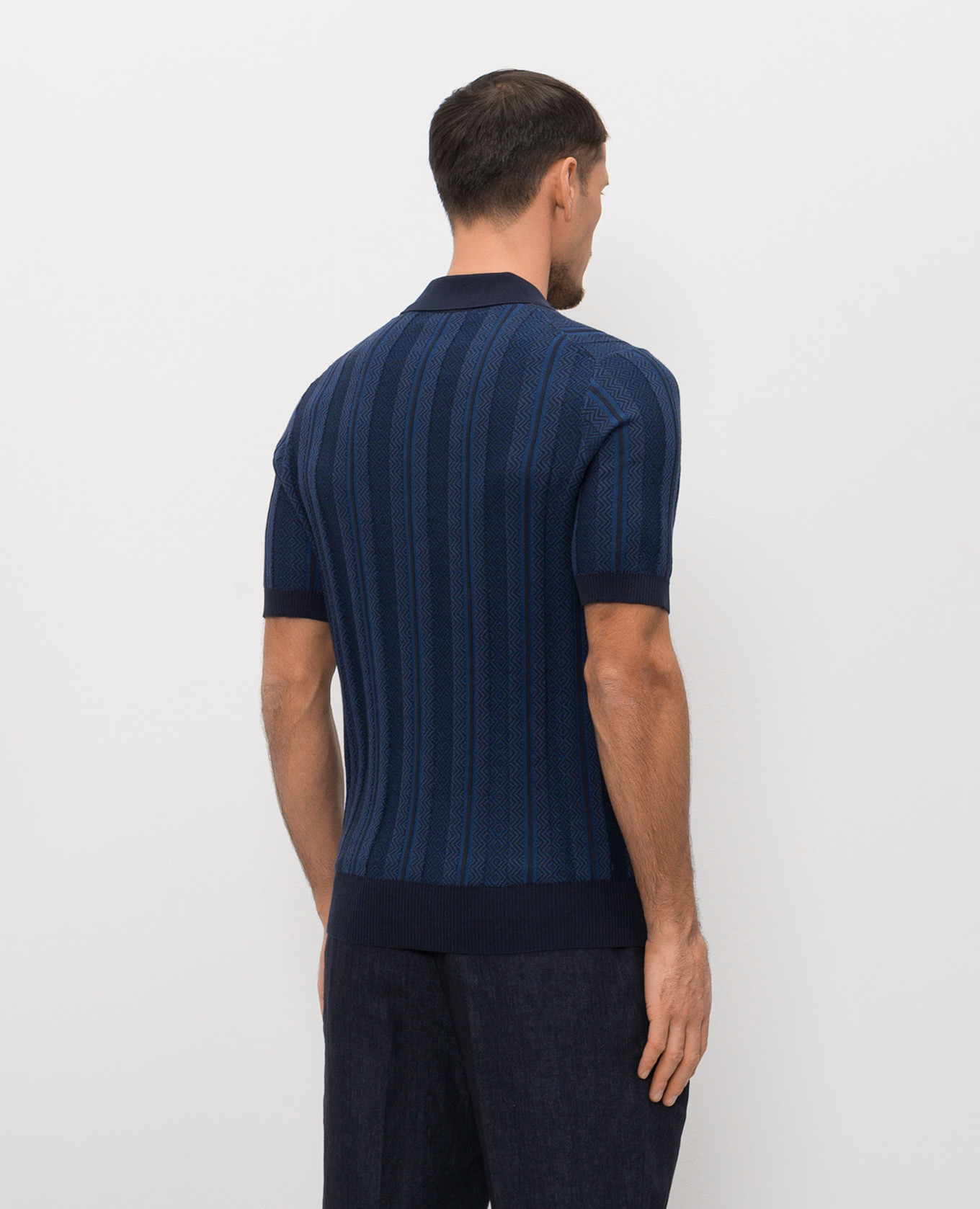Blue polo shirt with pattern Brunello Cucinelli 4