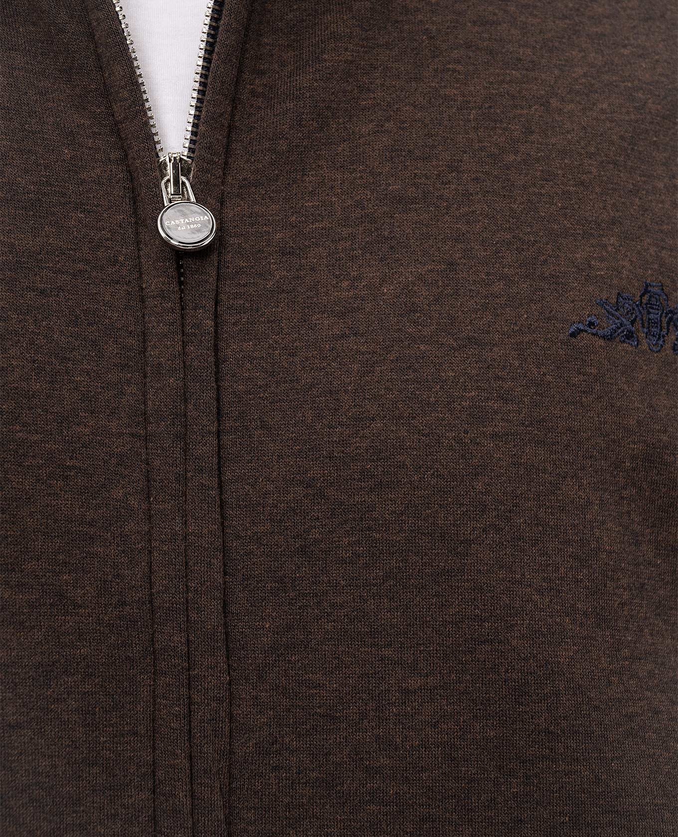 Brown sports jacket with embroidered emblem Castangia dal 1850 5