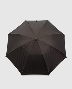 Pasotti Brown folding umbrella with pattern OMITUO64SBLUES59733