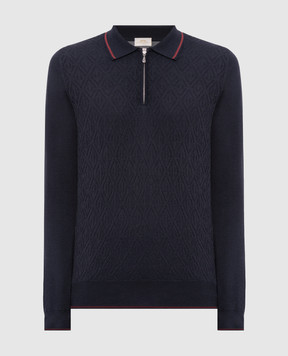 Castangia dal 1850 Blue wool, silk and cashmere polo shirt NCCA42H26I26