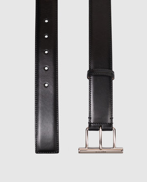 Alexander McQueen Black leather T-bar belt with logo 8286721HBEE