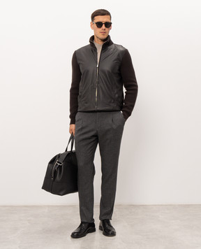 Enrico Mandelli Brown cashmere jacket with deerskin 4K211A5519
