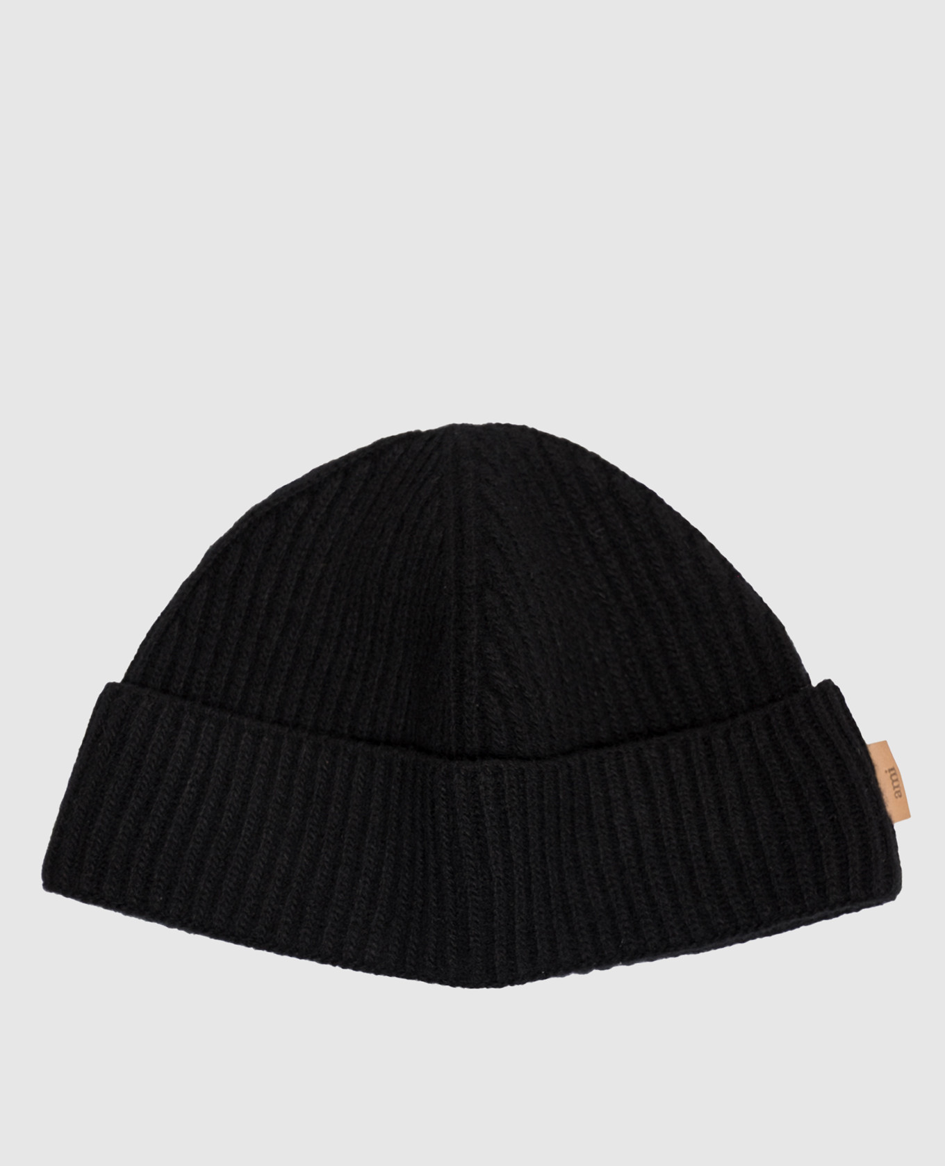 Black wool beanie hat