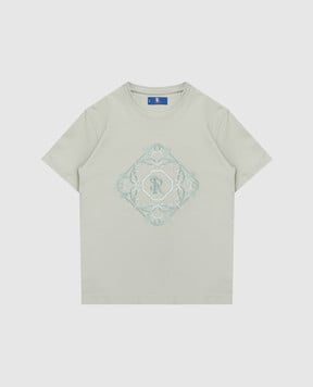 Stefano Ricci Children's green T-shirt with embroidered monogram logo YNH6101470LUXT