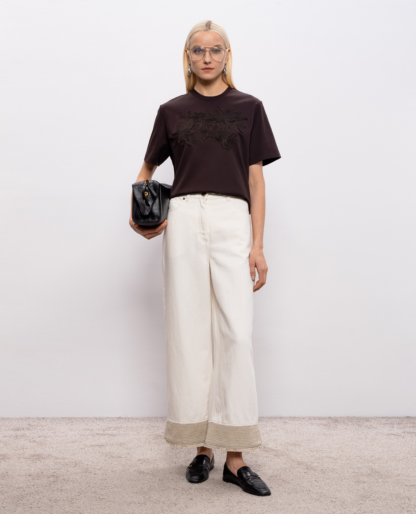 

Ivory jeans with linen Agnona, Beige