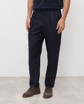 Brunello Cucinelli Blue linen pants MH248M5030