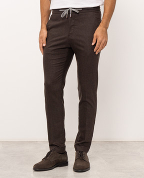 Marco Pescarolo Brown wool and cashmere trousers with lapels CARACCIOLO5429