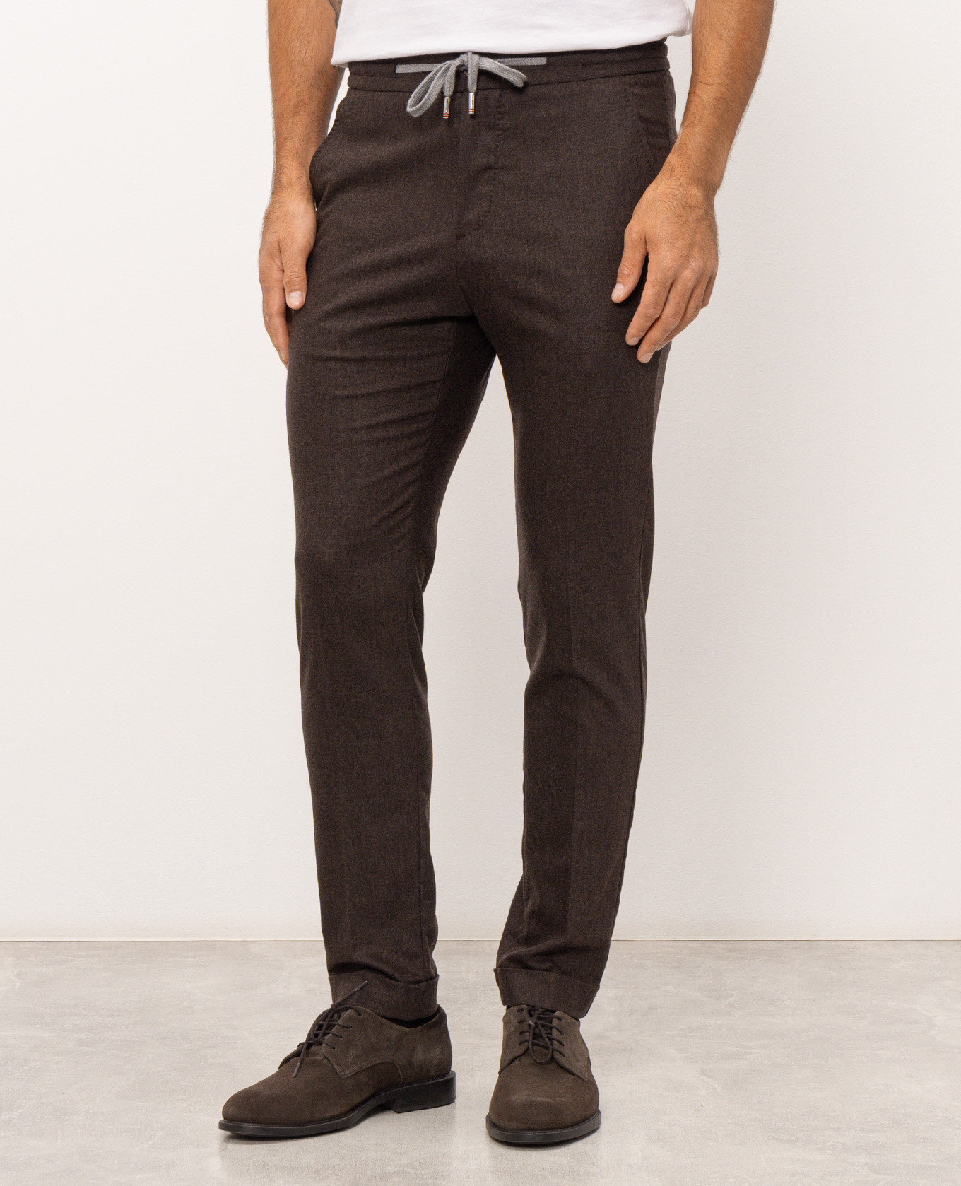 Brown wool and cashmere trousers with lapels Marco Pescarolo 3