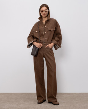 Brunello Cucinelli Brown jeans with logo patch MP134P4021