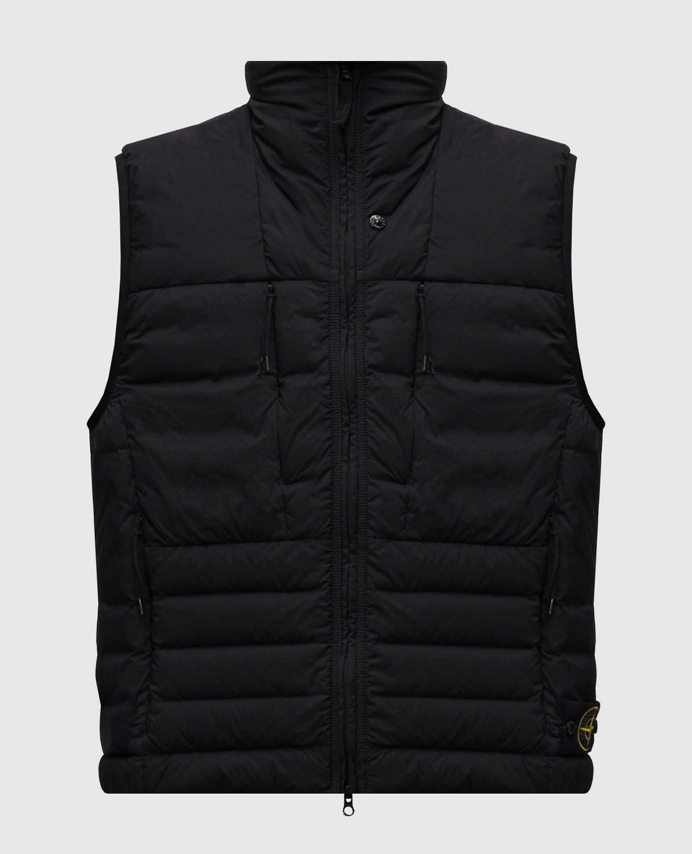 

Black down vest with logo patch Stone Island