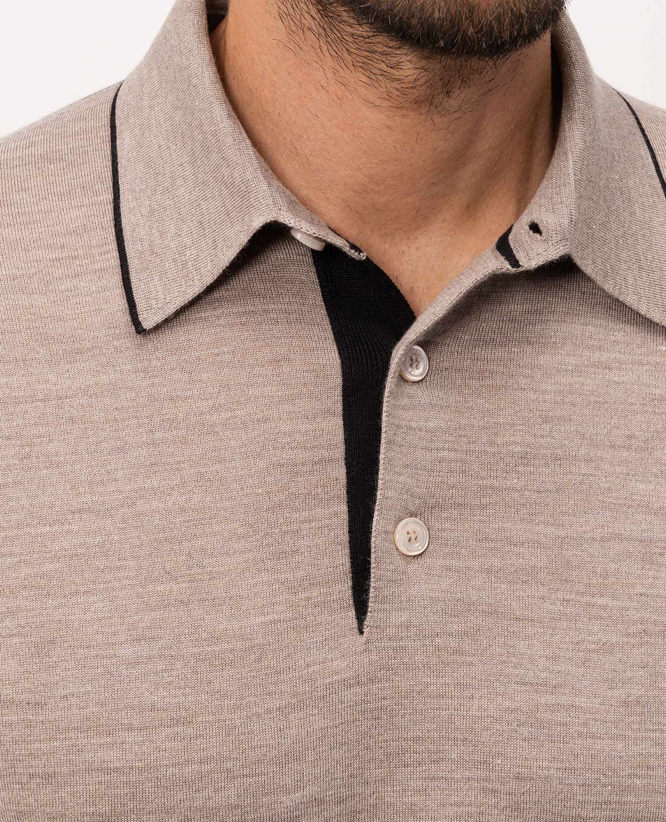Brown wool, cashmere and silk polo shirt Stefano Ricci 5