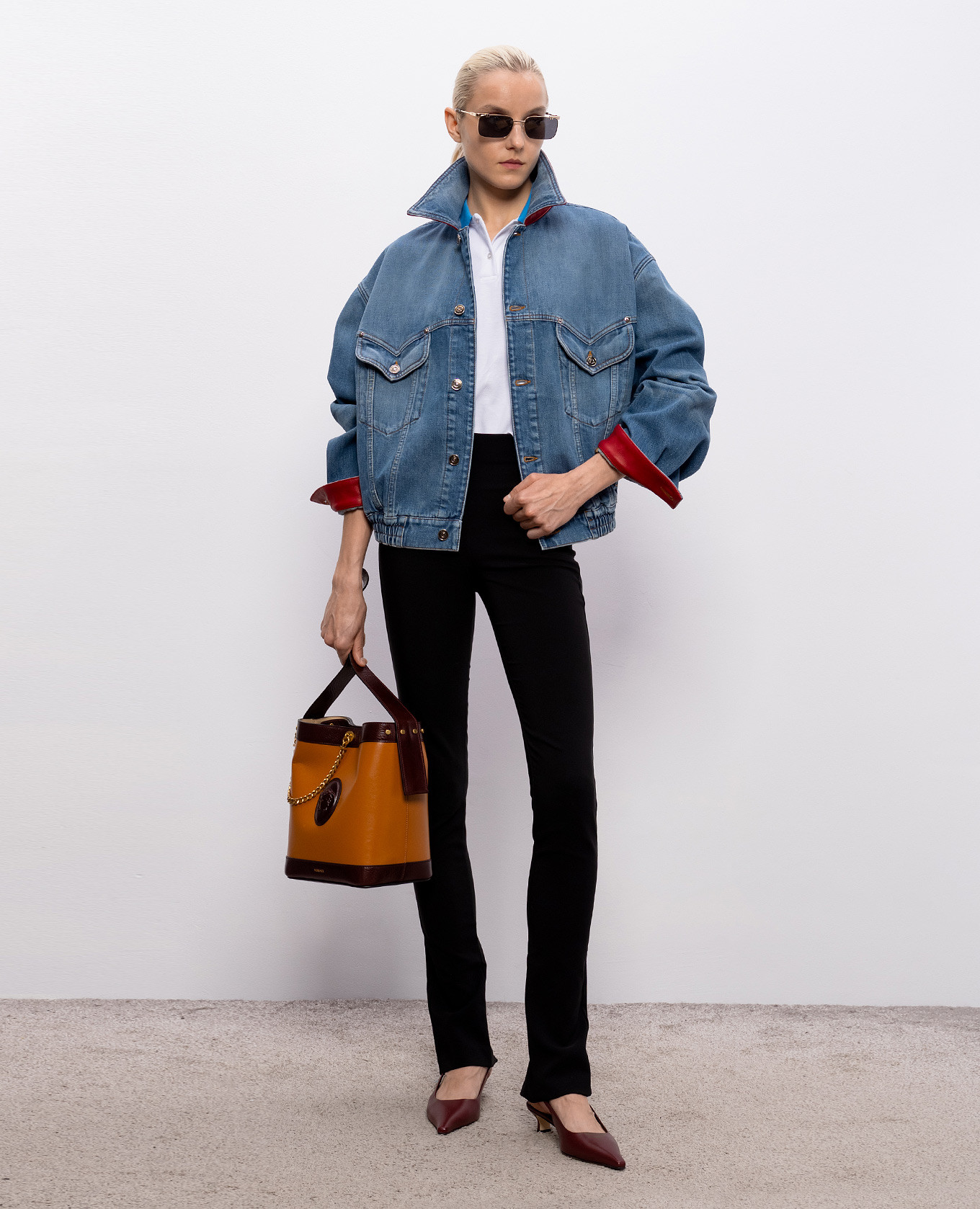 

White polo shirt with embroidery Versace