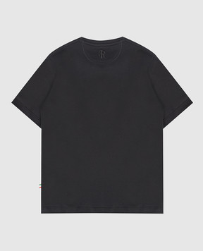 Stefano Ricci Children's black T-shirt with embroidered monogram logo YNH6101470LUXT