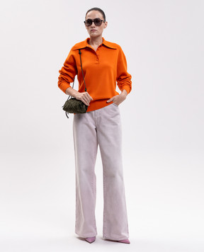 Alemais Claudia orange wool sweater with polo collar 7549K