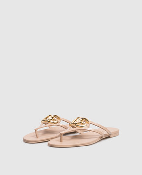 Dolce&Gabbana Beige flip-flops with logo CW2418AY817