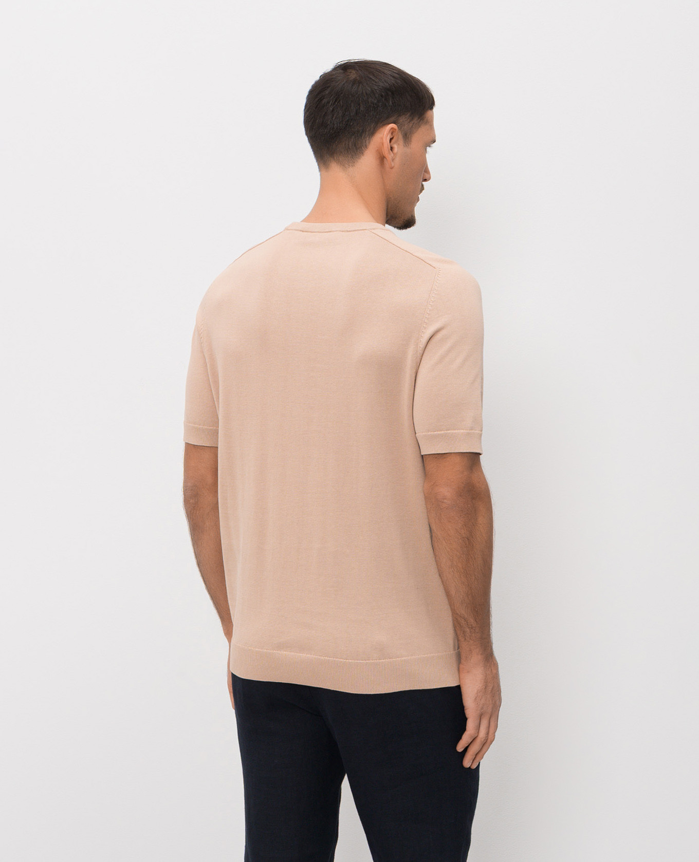 

Beige silk T-shirt with embroidered emblem Trussardi