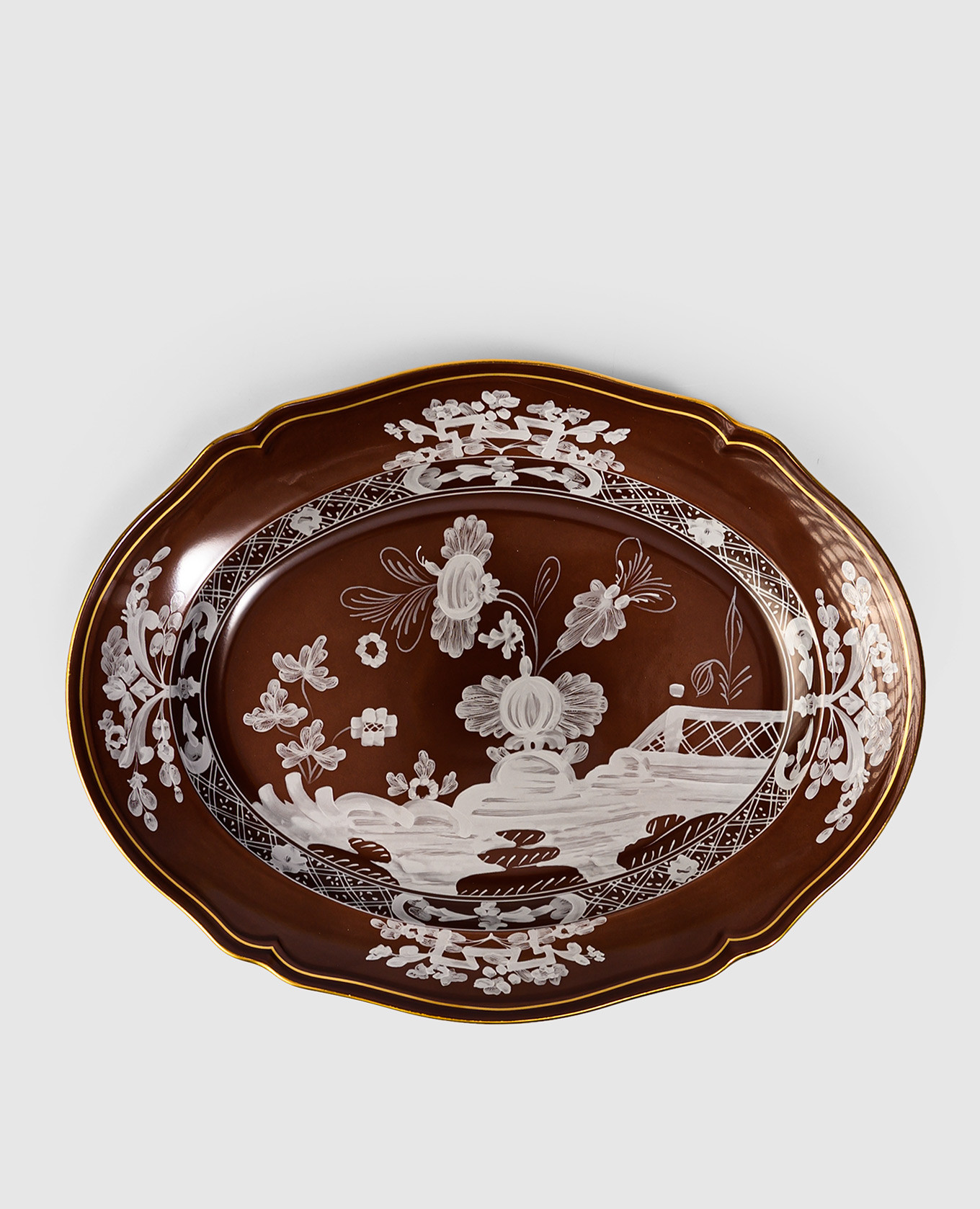 Oriente Italiano brown porcelain oval dish